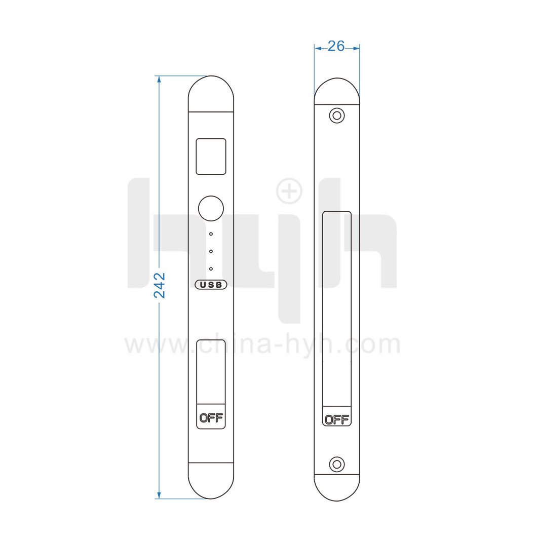 hyh 2023 Fingerprint Keyless Tuya App Smart Sliding Door Lock With Key  For Security Home