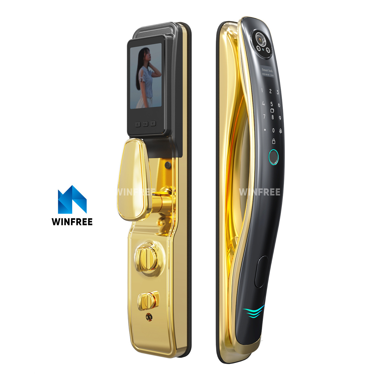 Guangdong-WINFREE 3D Face Recognition Smart Door Lock with Camera Wifi Biometric Fingerprint Security Fully Automatic Smart Lock