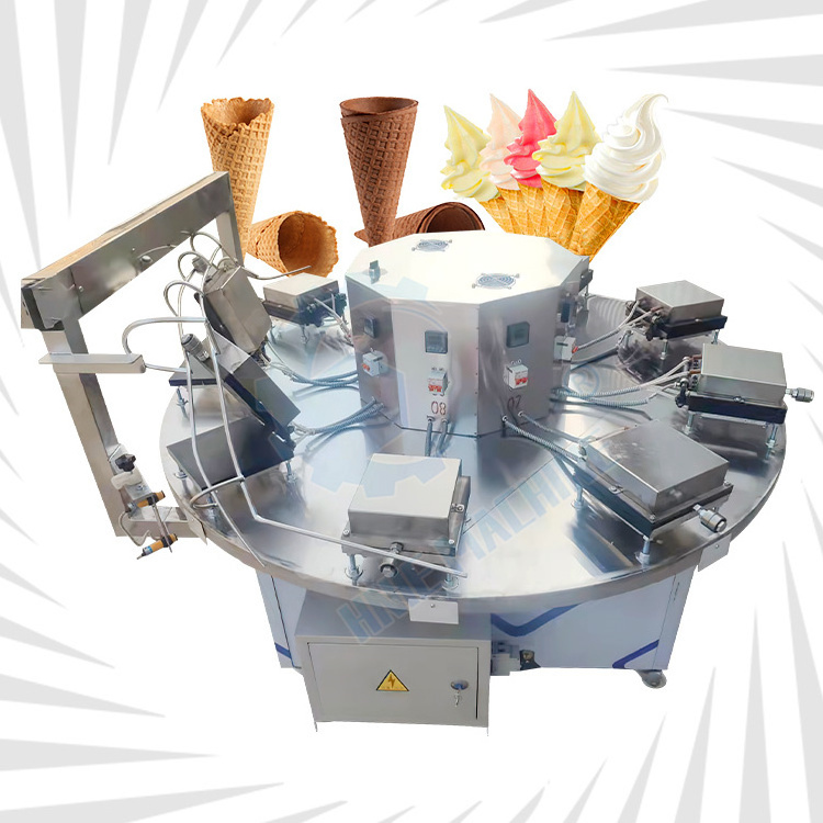 Professional Big Automatic Pillow Wafer Stick Egg Roll Waffles Icecream Cone Maker Machine