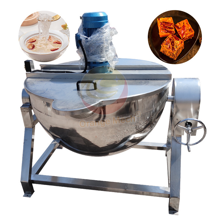 ORME Industrial Gas Steam Cook Mixer Pot Fruit Jam Strawberry Paste Make Machine Sauce Jacketed Kettle with Agitator