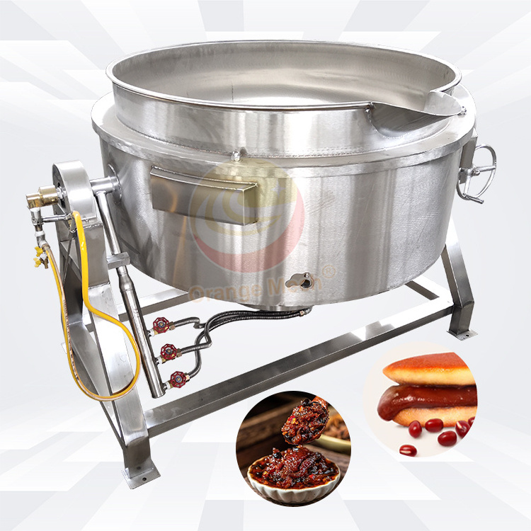 ORME Industrial Gas Steam Cook Mixer Pot Fruit Jam Strawberry Paste Make Machine Sauce Jacketed Kettle with Agitator