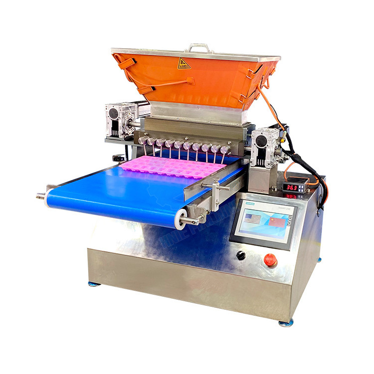 Rainbow Sour Belt Chocolate Sweet Make Semi Automatic Lollipop Center Fill Hard Candy Pour Machine