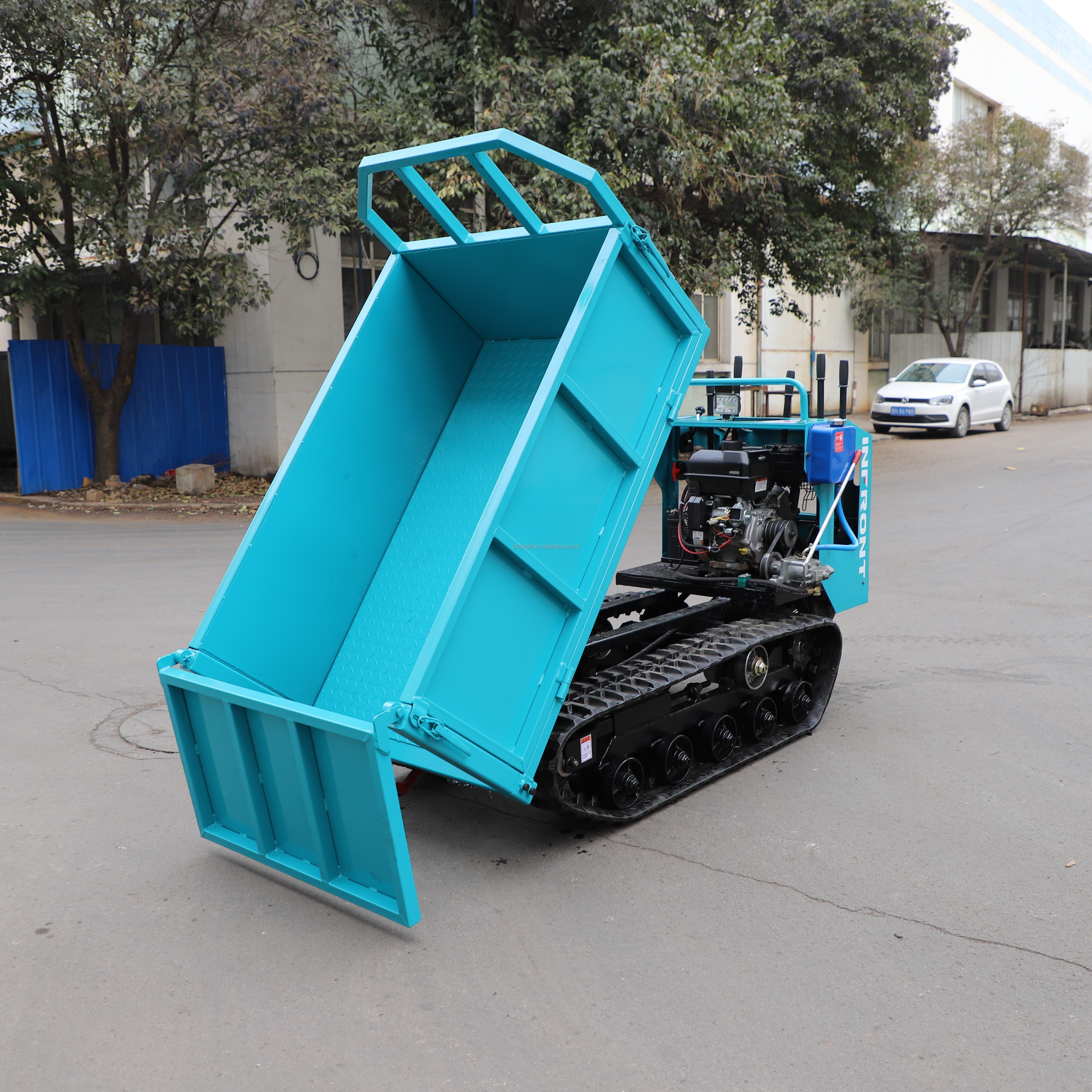 Mini Tractor Dumper Crawler Walk Behind Mini Dumper 500kg 1ton Garden Track Dumper