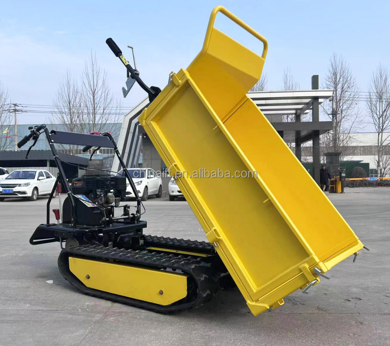 Self loading 300kg 500kg 1000kg diesel gasoline crawler tipper garden mini carrier dumper