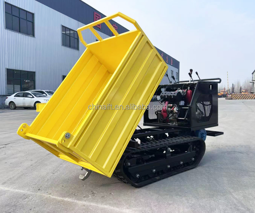 Mini Tractor Dumper Crawler Walk Behind Mini Dumper 500kg 1ton Garden Track Dumper