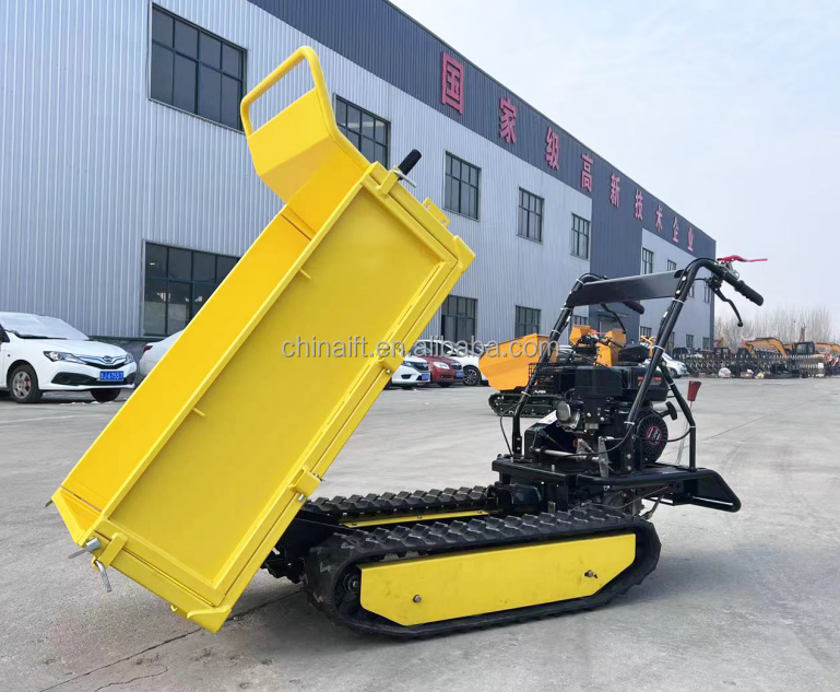 Self loading 300kg 500kg 1000kg diesel gasoline crawler tipper garden mini carrier dumper