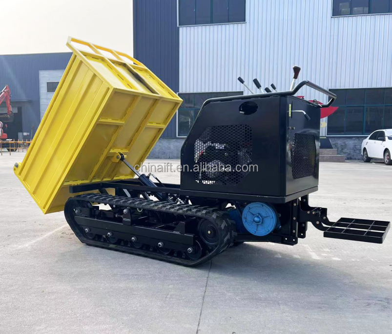 Mini Tractor Dumper Crawler Walk Behind Mini Dumper 500kg 1ton Garden Track Dumper