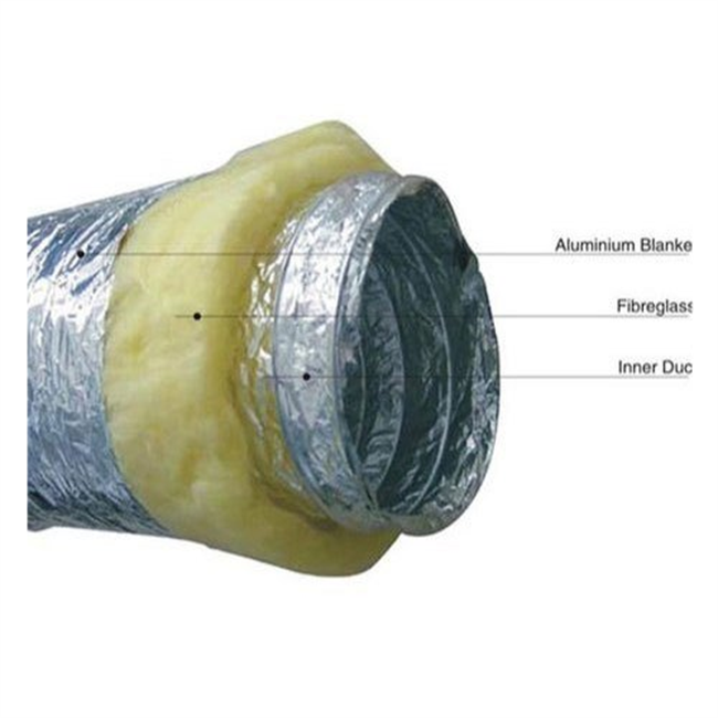 ISOKING heat resistant hvac aluminum 12 inch flexible duct air duct pipe insulated flexible duct for HVAC