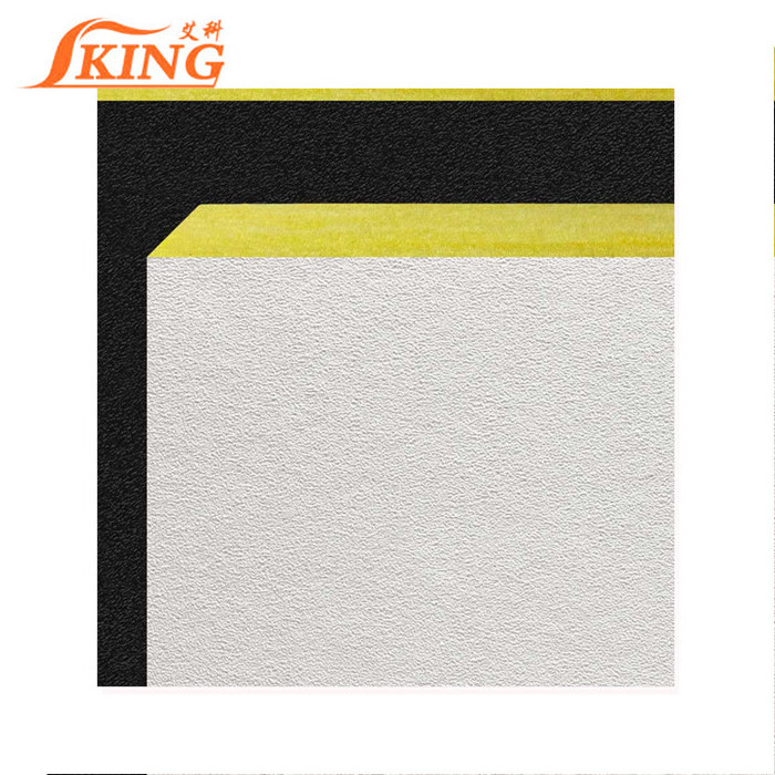 ISOKING 120Kg/m3  fiberglass ceiling tile with black tissue for roof decor