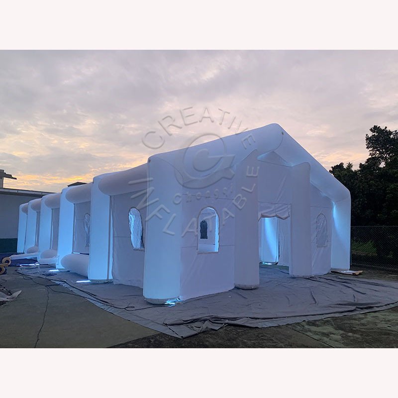 Giant Outdoor White Inflatable  Birthday Tunnel Tent Inflatable Nightclub With Lights