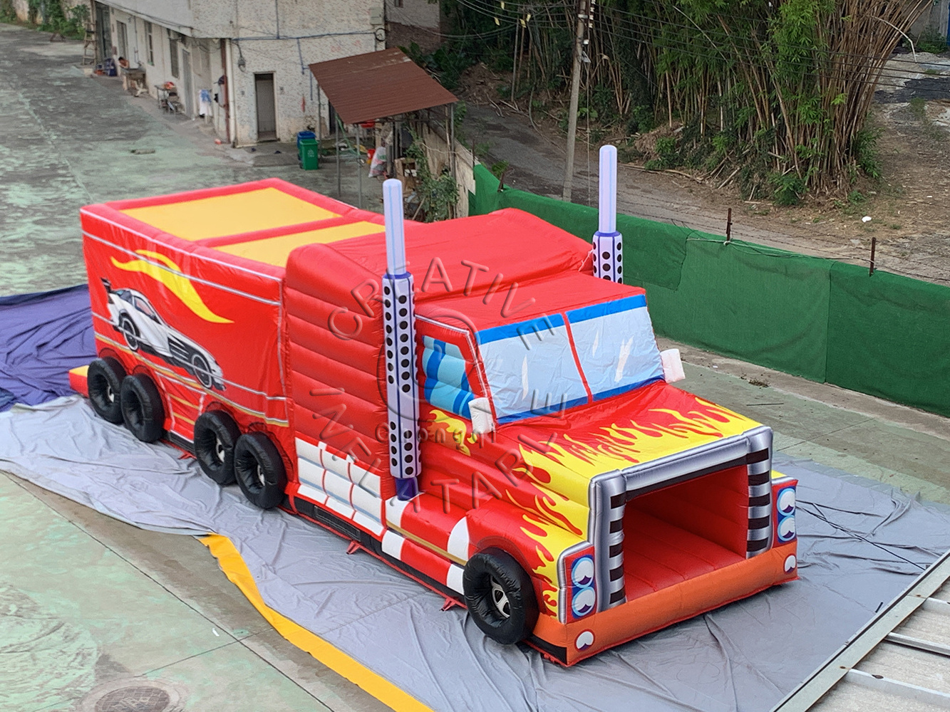 factory price commercial inflatable bouncer fire monster truck inflatable slide bouncer for sale