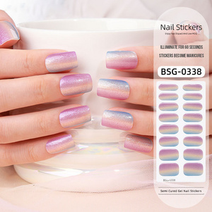 16pcs Real UV Gel Nail Polish Adhesive Semi-Cured Full Nail Wraps Strips with UV Lamp Real Gel Nail Stickers & Decals