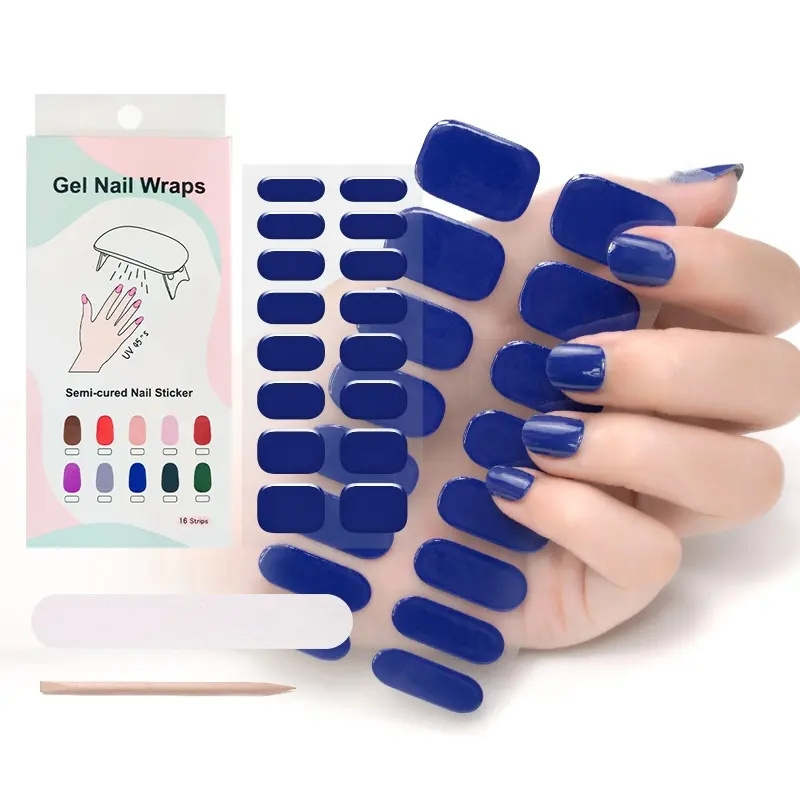 Uv gel hot selling long lasting full gel nail sticker deco nail decoration semi cured gel nail wraps