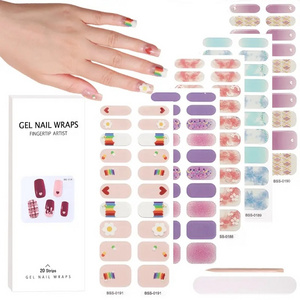 factory supplier New Gel Nail Stickers Self Adhesive semi cured Gel nail polish strips gel nail sticker