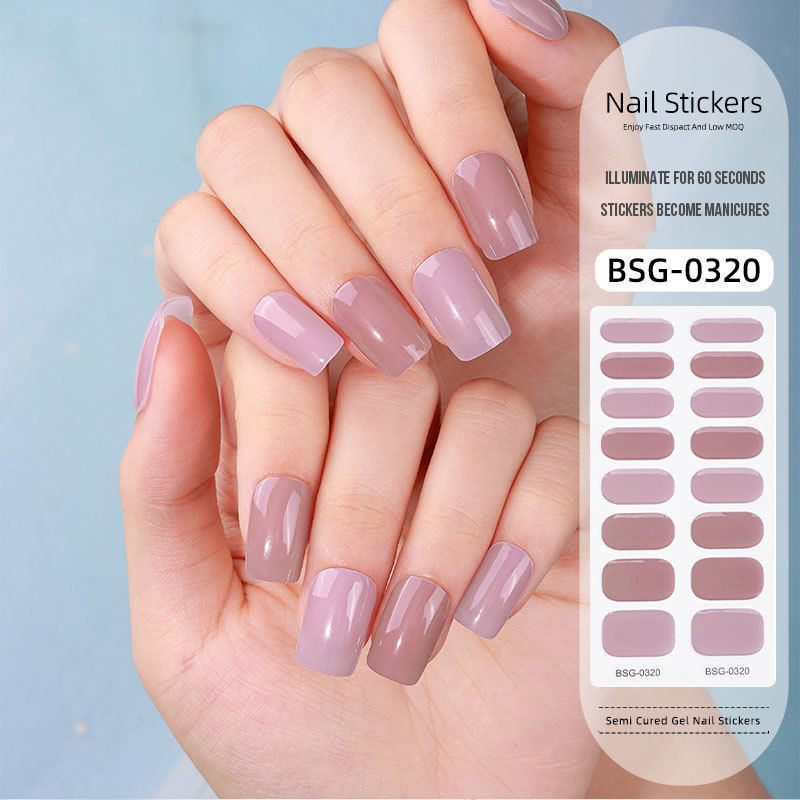 2024 High Quality Wholesale Full Cover UV Lamp Gel Nail Wraps Sticker Non-Toxic Semi Cured Long Lasting Semi Cured UV Sticker