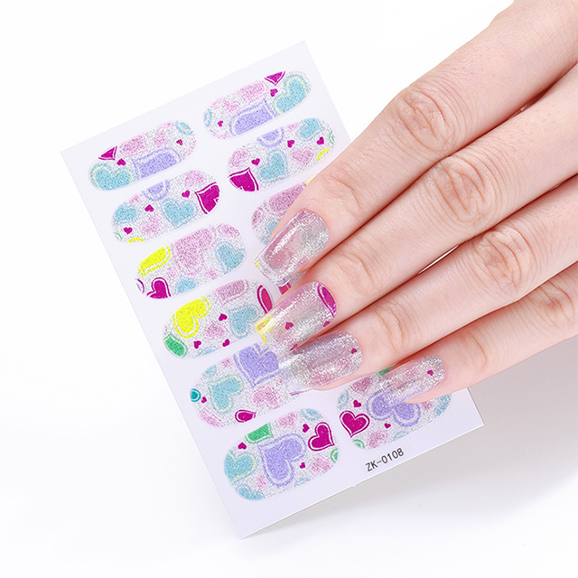 nail supplier Korean New designs long lasting semi cured gel nail sticker wraps nail decal stickers set