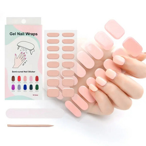 Uv gel hot selling long lasting full gel nail sticker deco nail decoration semi cured gel nail wraps