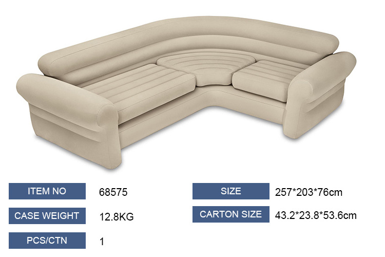 INTEX 68575 INFLATABLE BEIGE COMFORTABLE  CORNER SOFA FOR LIVING ROOM