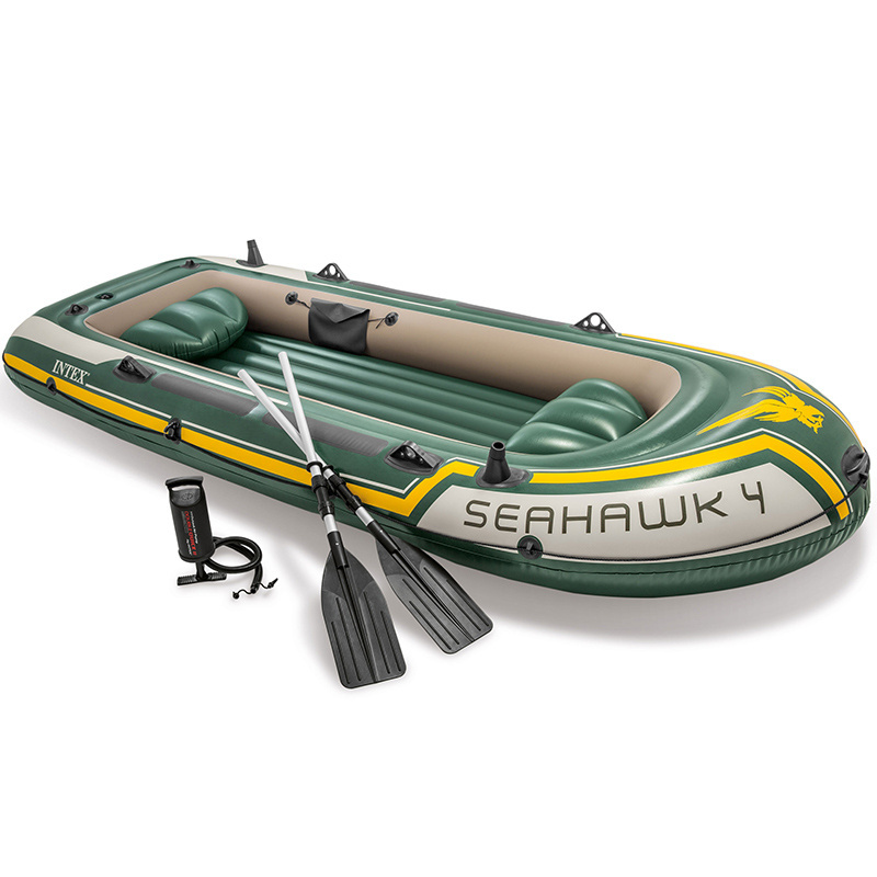 INTEX 68351 SEAHAWK 4 Air Boat Sport Series Inflatable Boat  Kit With Oar And Pump Set Kayak Rescue Fishing Inflatable Boat