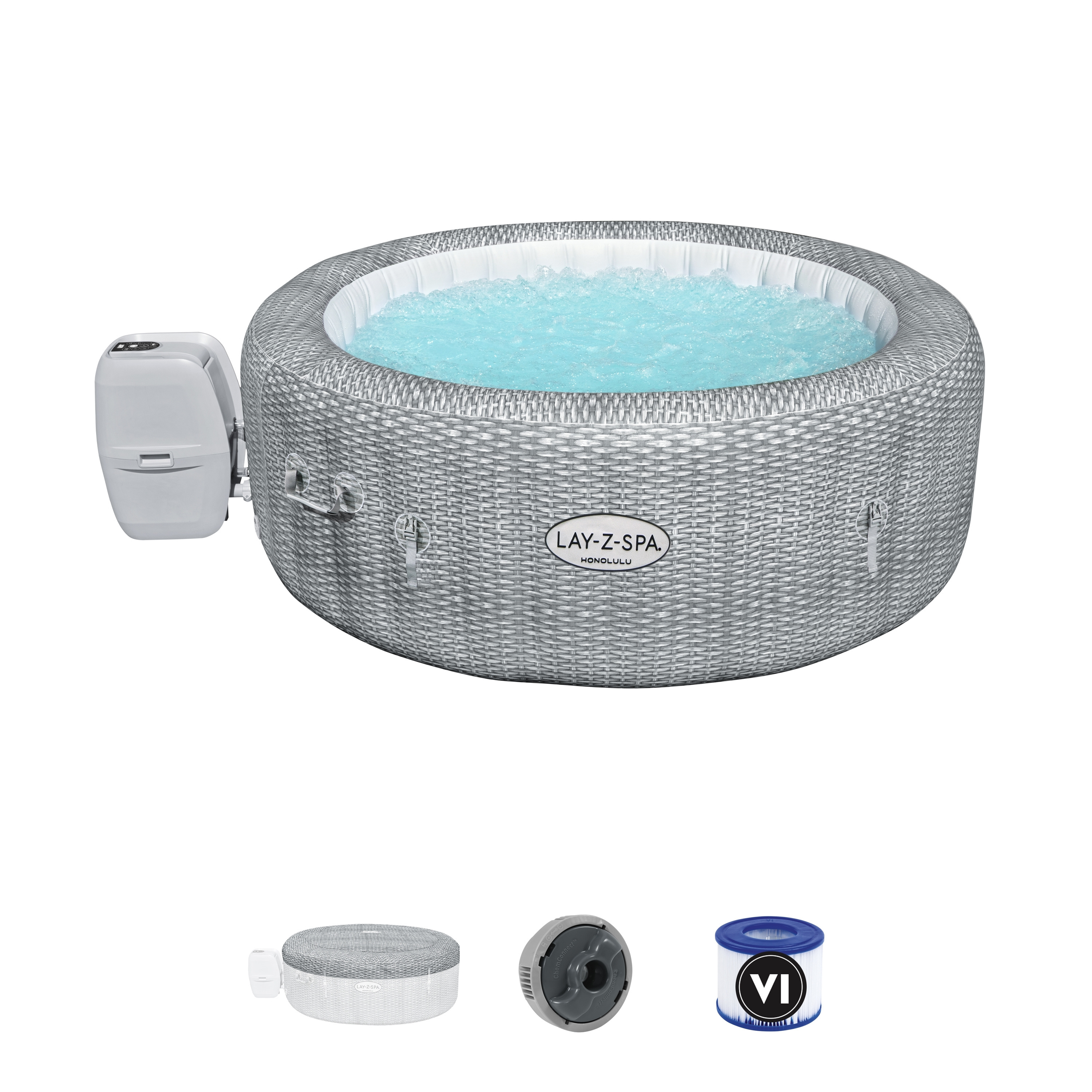 Bestway 60019 Honolulu Inflatable Outdoor Portable SPA Whirlpool Person Hot Tub SPA With 4-6 Adults