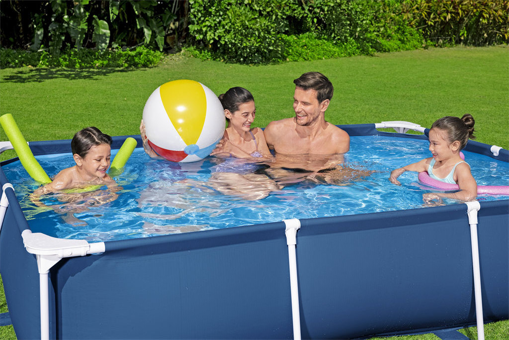 bestway 56403 piscina pvc material family fun removable outdoor portable rectangular swimming pool