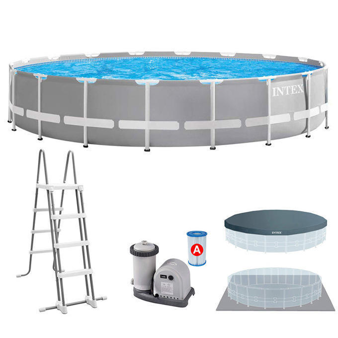 Intex 26732 18ft X 48in Large Round Metal Frame Swimming Pool Stainless Steel Frame Pool Outdoor Family Swimming Pool