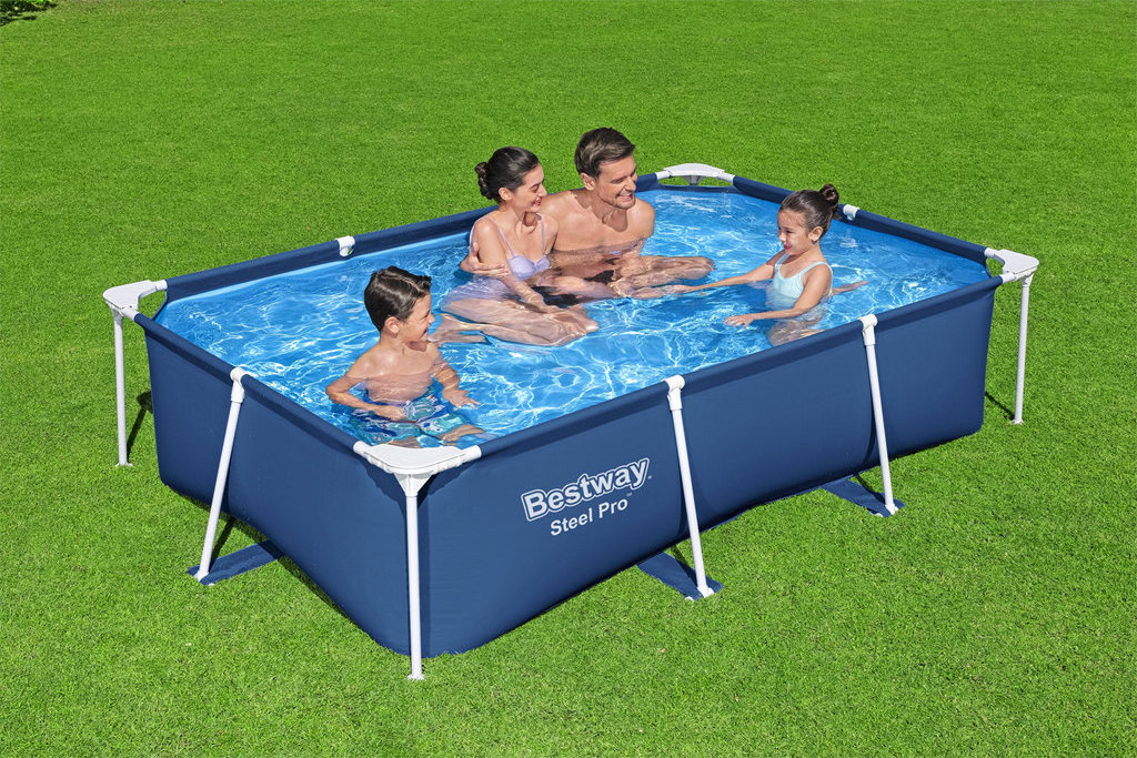 bestway 56403 piscina pvc material family fun removable outdoor portable rectangular swimming pool