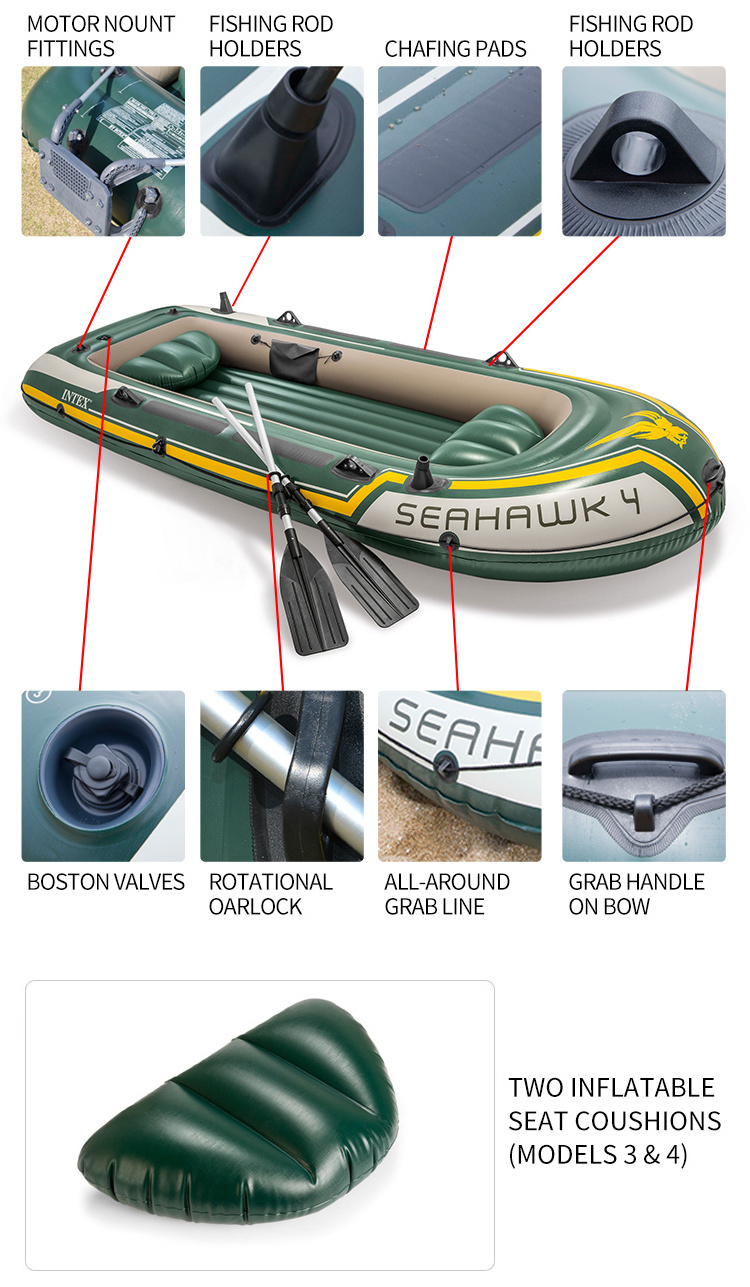 INTEX 68351SEAHAWK 4 INFLATABLE BOAT SET FOR DRIFTING