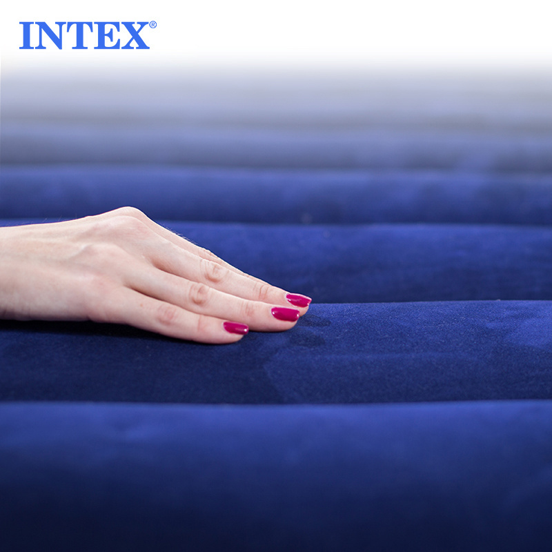 INTEX 64756 Flocked Cot-Size Air Bed Inflatable Folding Air Mattress Bed With Pump Inflatable Camping Mattress