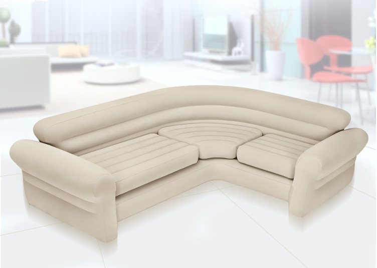 INTEX 68575 INFLATABLE BEIGE COMFORTABLE  CORNER SOFA FOR LIVING ROOM