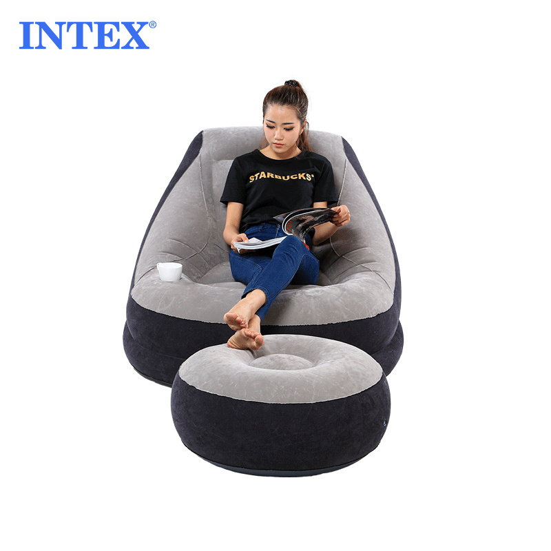 intex 68564 ultra lounge Outdoor inflatable sofa Flocked With Footrest inflatable chair ottoman Inflatable sofa