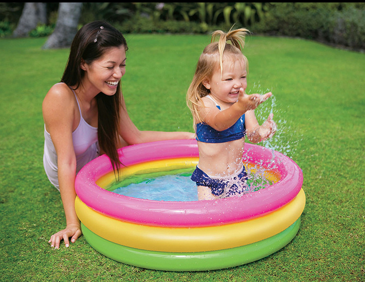 Intex 58924 3 rings small size inflatable baby pool movable plastic inflatable pool 3 ring baby pool