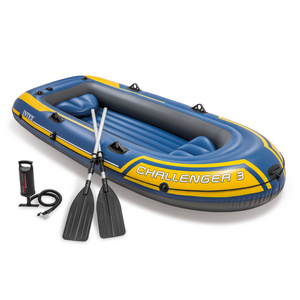 INTEX Challenger rowing inflatable boat PVC 3 person air boat dinghy raft canoe fishing tool plastic river lake 3 air chamber