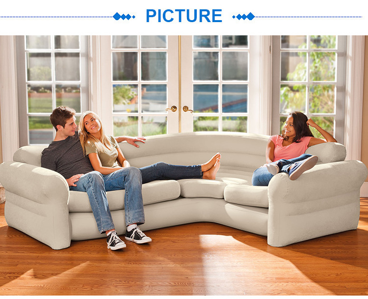 INTEX 68575 INFLATABLE BEIGE COMFORTABLE  CORNER SOFA FOR LIVING ROOM