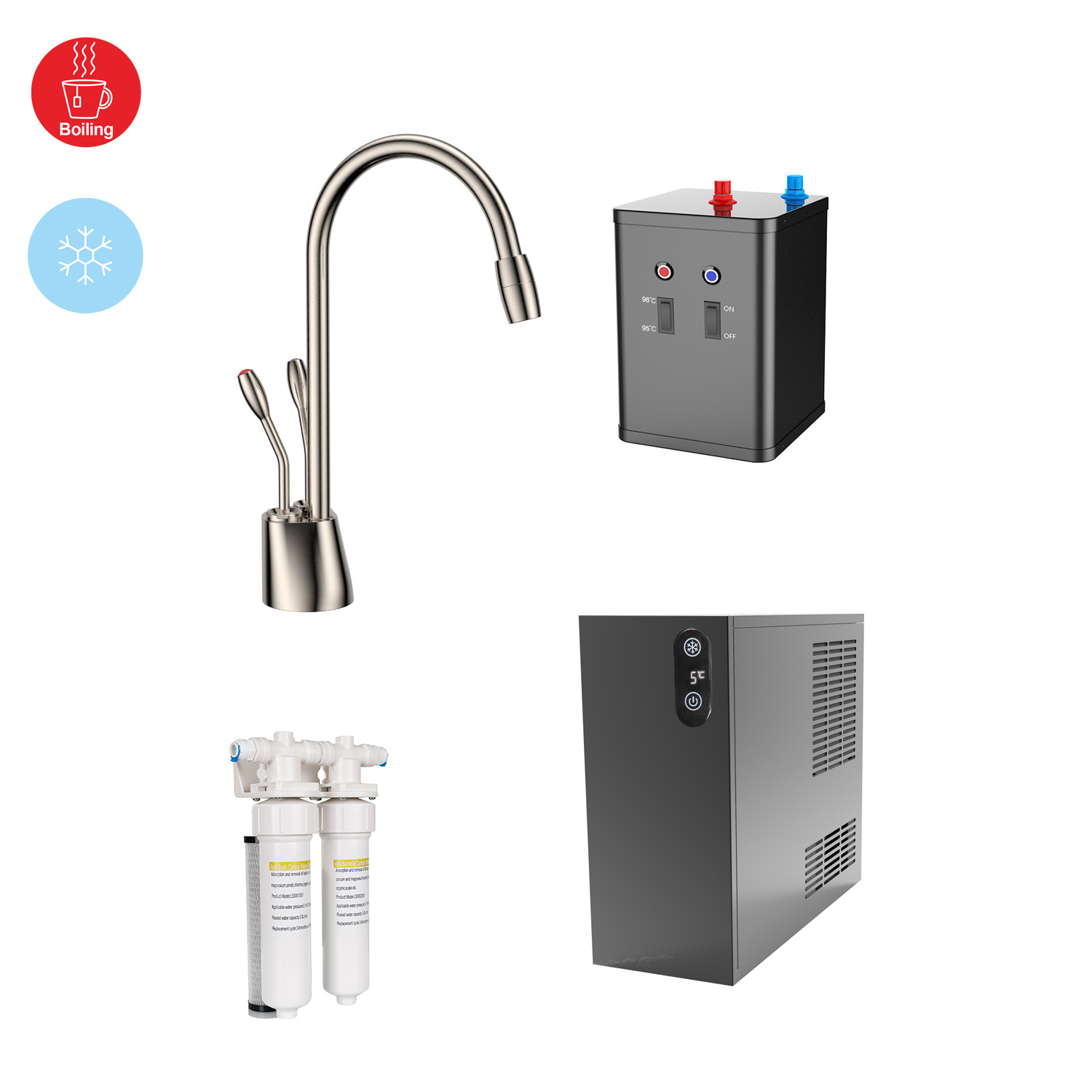 2 functions instant hot water faucet boiling water tap 2 handles kitchen side tap  filtered water kitchen faucet