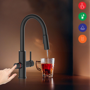 Under Counter Black Finish Pull Out Electronic Instant  4 in 1 Boiling Water Tap touch hot water faucet