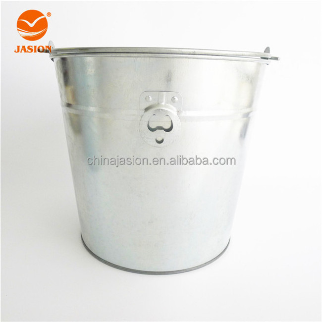 BK2925 china supplier metal galvanized steel beer ice bucket with bottle opener for party