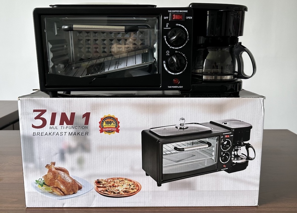 3 in 1 4 in 1 Silver crest breakfast maker in stock make tea coffee toaster frying pan and electric oven