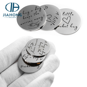 Manufacturer Engraved Laser Letter Logo Coin Blanks Stainless Steel Coin Blank Pocket Hug Heart Figure Token Coin