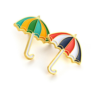 Free Design Metal Pin Badge Hard Soft Lapel Pin Manufacturer Custom gold lapel pins umbrella