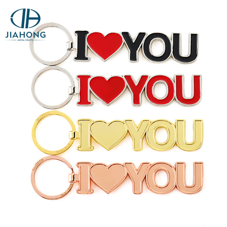 Wholesale Custom Logo Couple I Love You Letter Cute Keychains 3d Soft Enamel Key Chain for Girls