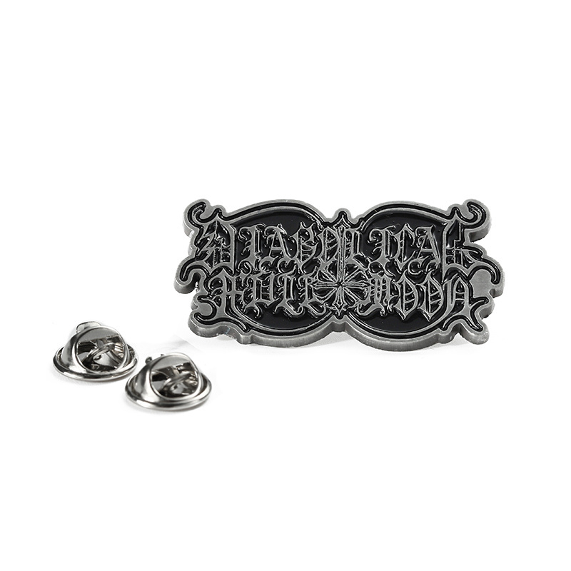 Business Gifts Antique Silver Black Lapel Pin Custom Design Embossed 3D Letter Badge Set Decoration Enamel Pins for Hats or Suit