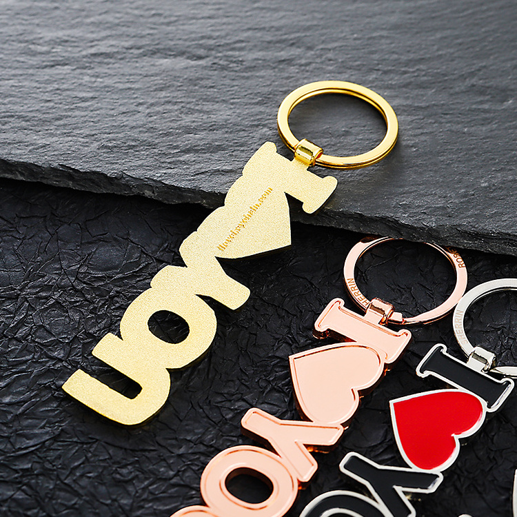 Wholesale Custom Logo Couple I Love You Letter Cute Keychains 3d Soft Enamel Key Chain for Girls