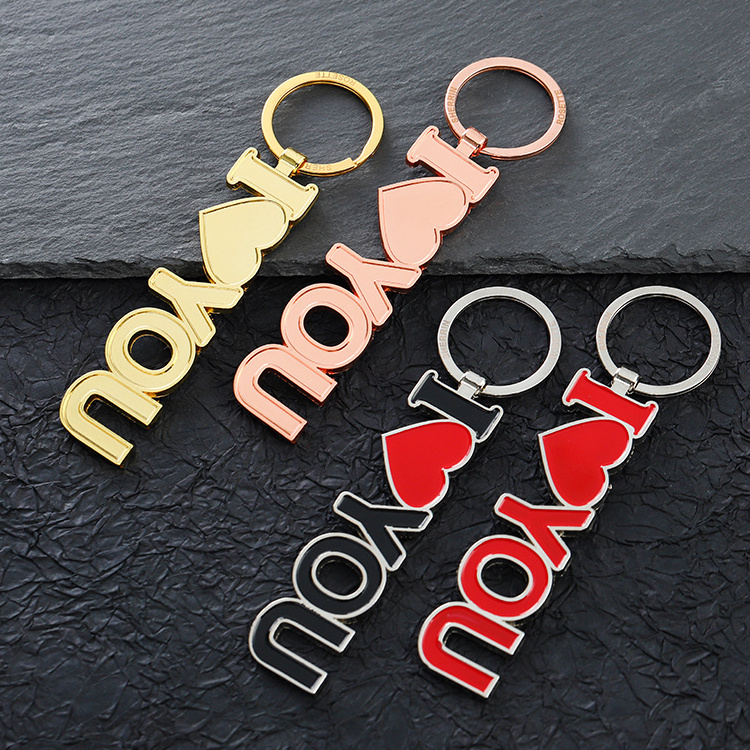 Wholesale Custom Logo Couple I Love You Letter Cute Keychains 3d Soft Enamel Key Chain for Girls