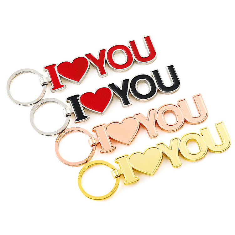 Wholesale Custom Logo Couple I Love You Letter Cute Keychains 3d Soft Enamel Key Chain for Girls