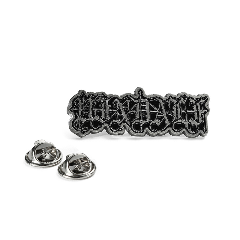 Business Gifts Antique Silver Black Lapel Pin Custom Design Embossed 3D Letter Badge Set Decoration Enamel Pins for Hats or Suit