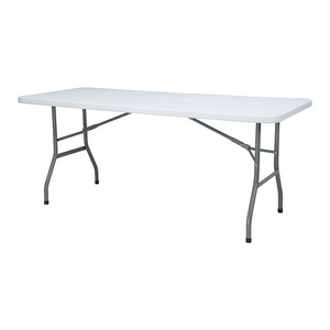 6FT rectangle Plastic trestle folding table with stable HDPE top and strong table leg 6 ft folding table by best choice