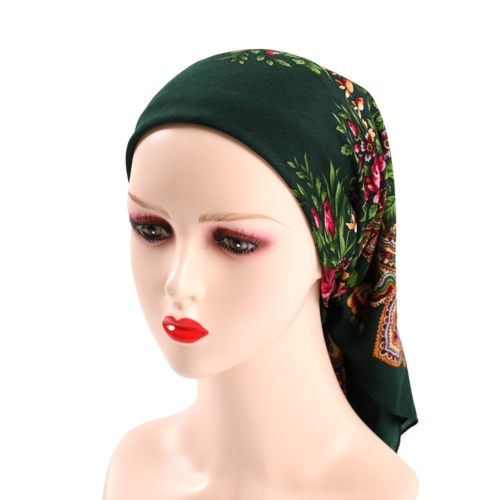 80cm Cashew Retro Muslim Bandana Kerchief Russian Scarf Ethnic Pareo Slavic Headscarf Floral Ukrainian Women Hair Wrap Hijab