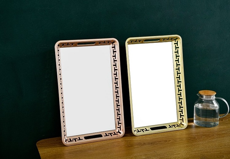 Cheap Modern Style Storage Mirrored Trays Vanity Cosmetic Display Bathroom Bedroom Decorative Mirror Tray