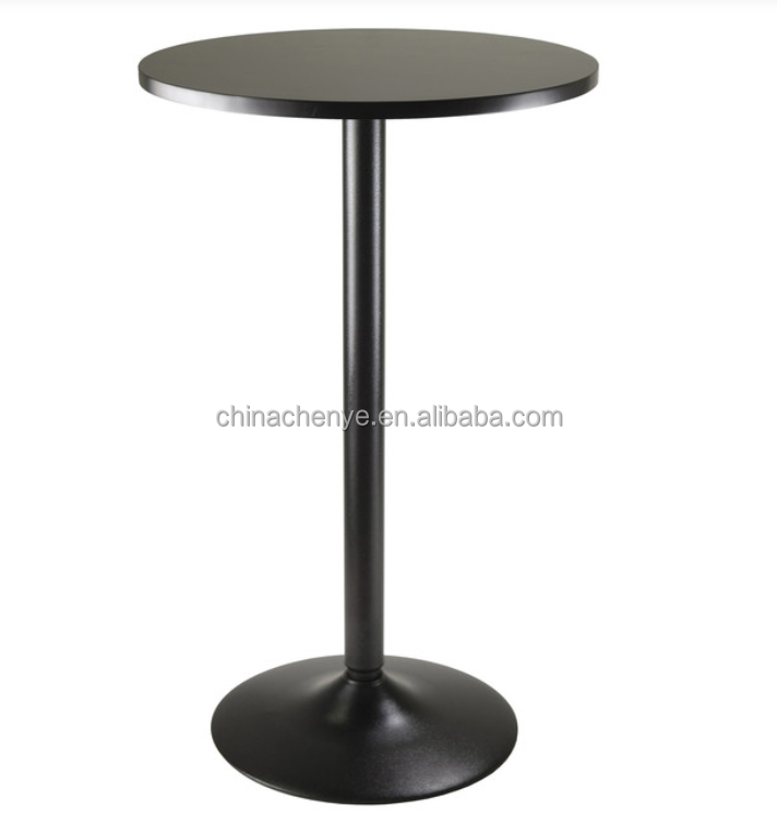 MDF Round Top Bar Table, Pub Table with Silver Leg and Base